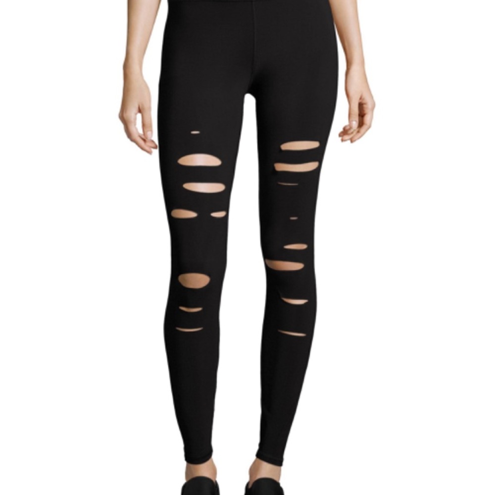 ALO YOGA HIGH-WAIST RIPPED WARRIOR LEGGING XS BLCK